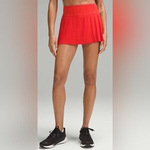Lululemon Pleat to Street Mid-Rise Skirt in Color Hot Heat